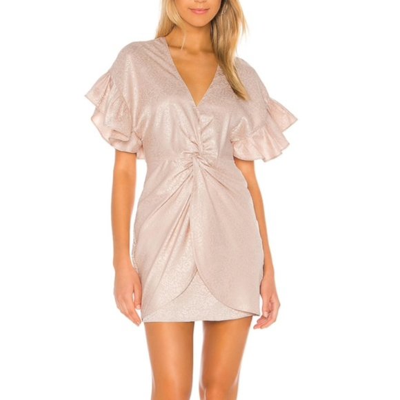 SAYLOR Dresses & Skirts - Saylor Ruffle Sleeve Mini Brookey Dress In Blush